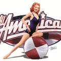 ALL AMERICAN žena s míčem- motiv na tričko